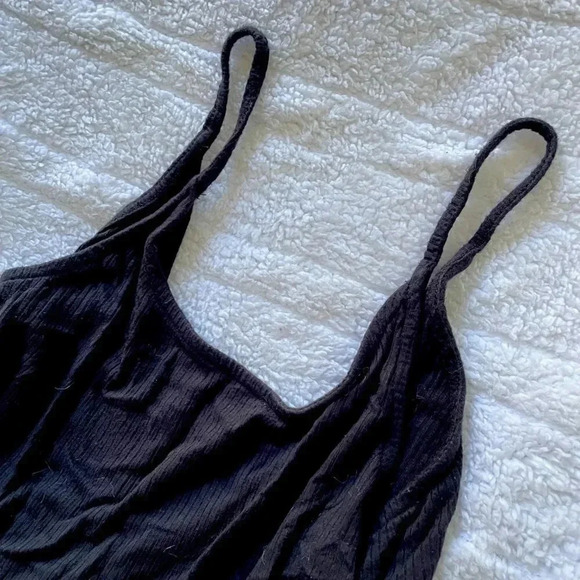 Aerie Black Ribbed Thin Bodysuit - Size Small - Picture 2 of 4